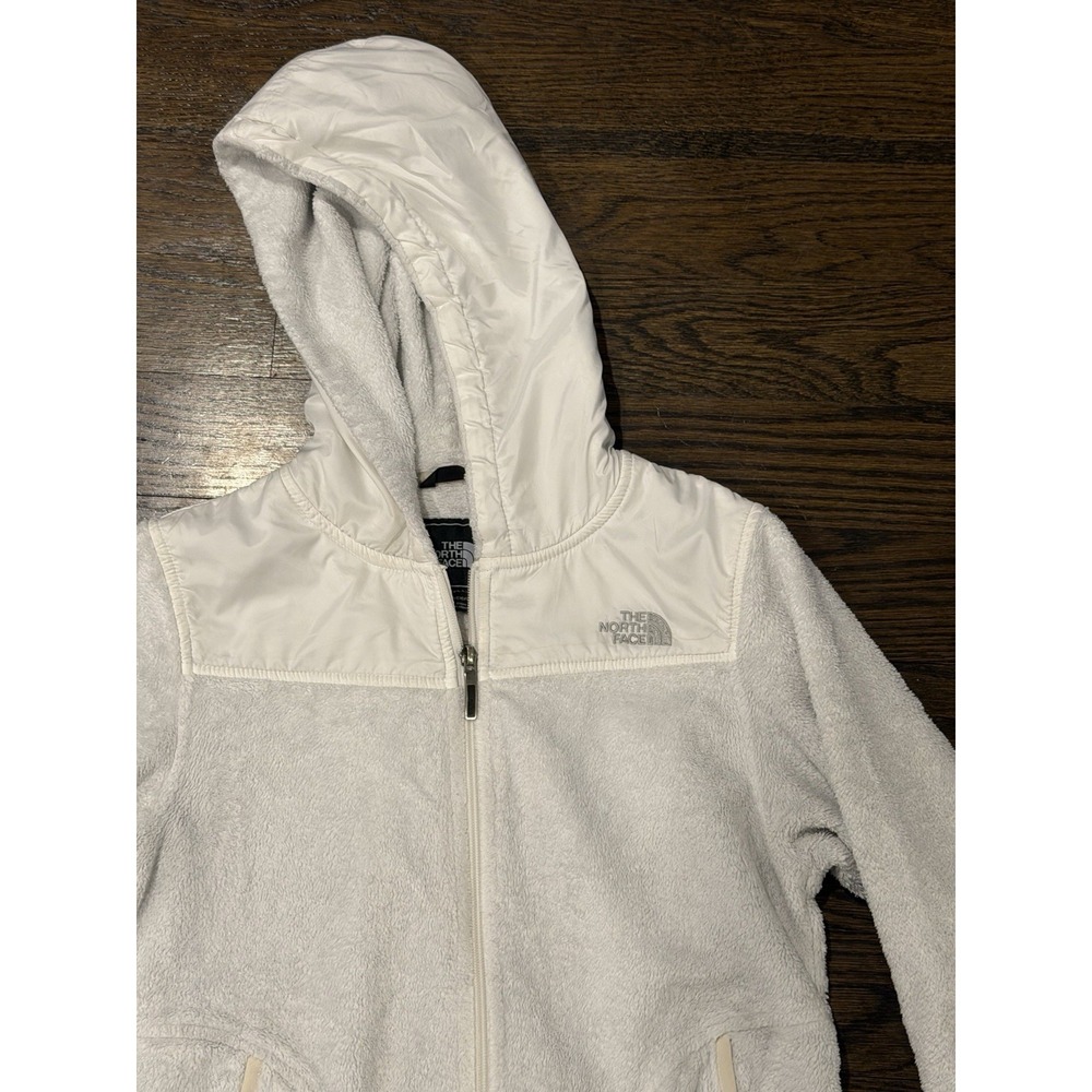 North Face Hooded Denali Jacket White Medium Fuzzy Teddy Medium Coat